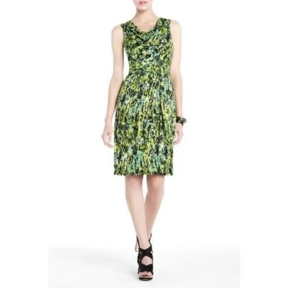 BCBGMaxAzria Meri Dress Black Green S Small Sleeveless Colorful Stretch Sheath
